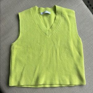 Zara Bright Green Sleeveless Knit Top